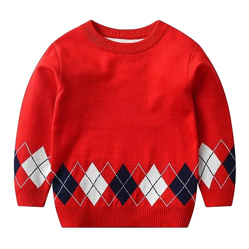 Girls Argyle Sweaters Comfy Knit Pullover Graphic Sweater Kids Boys Fall Winter Loose Tops 18 Months-6 Years2
