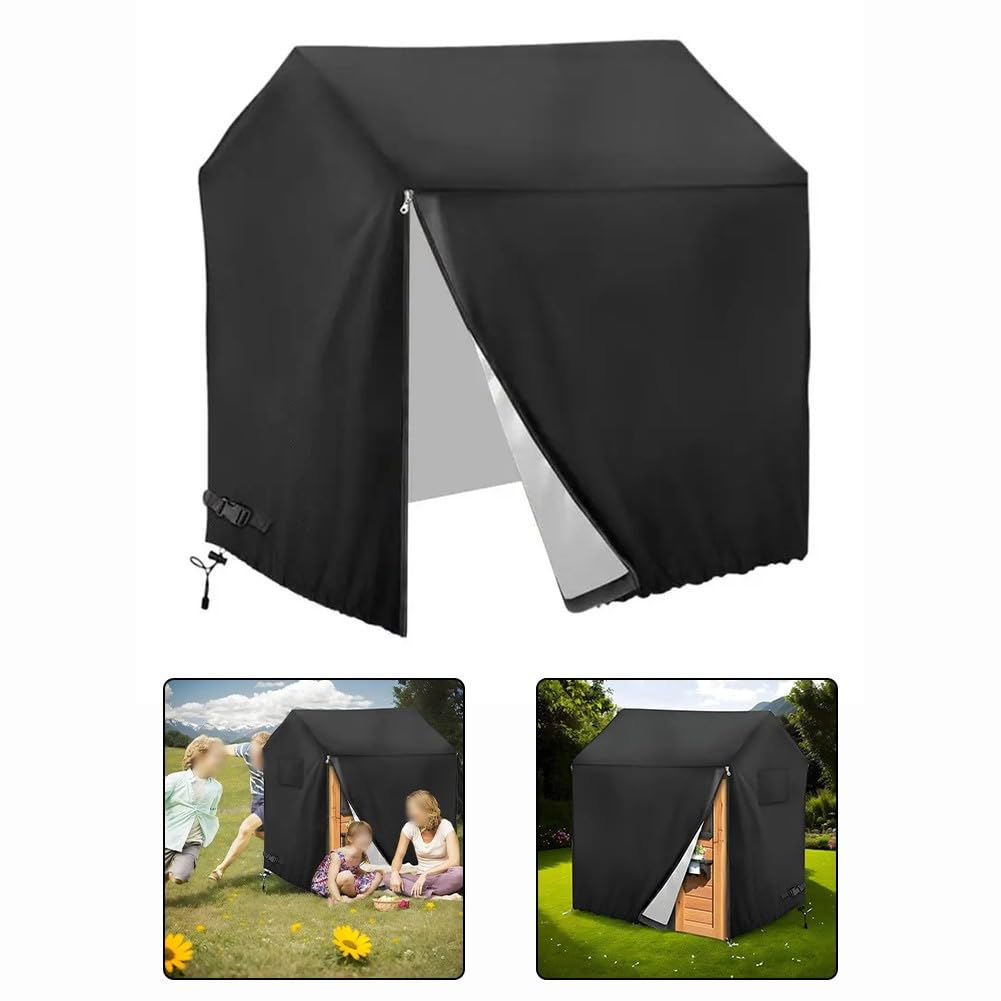 Bâche d'extérieur pour maisonnette - 145 x 145 x 160 cm - Tissu Oxford 210D argenté - Résistant au vent et aux UV - Noir