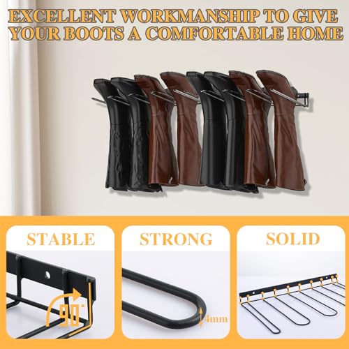 ASelected Wandmontierter Gummistiefelständer für 4 Paar, Wathosenaufhänger, Metall-Gummistiefel-Aufbewahrungsregal, Schuhregal, Cowboystiefelhalter für Outdoor, Innenbereich, Eingang, Garage, Schlamm