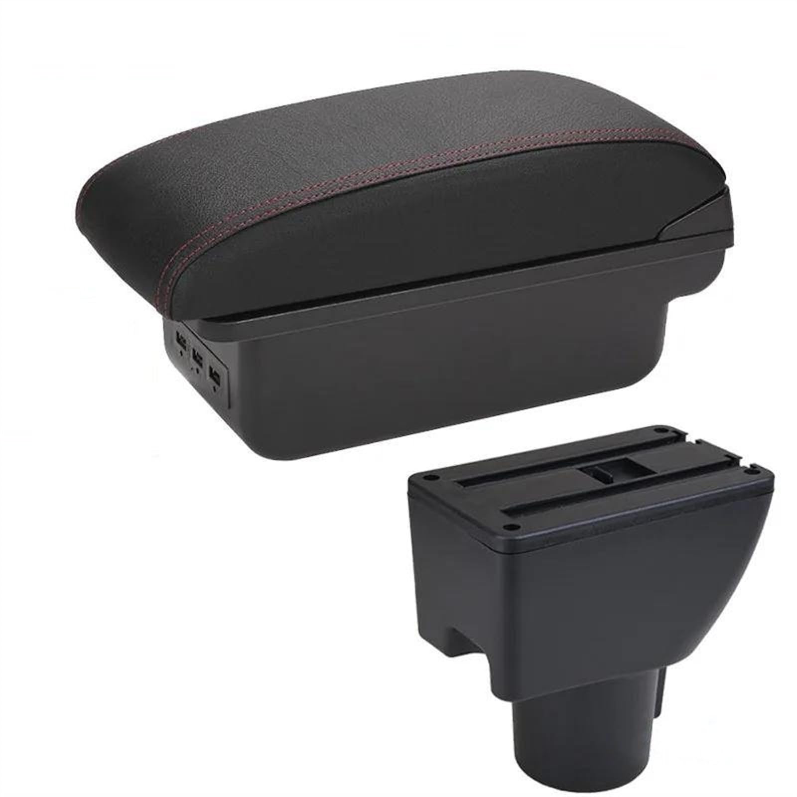 NOHEEU Car Armrest Box Retrofit Parts Dedicated Center Storage Accessories For Getz(B1 Black red 3USB)