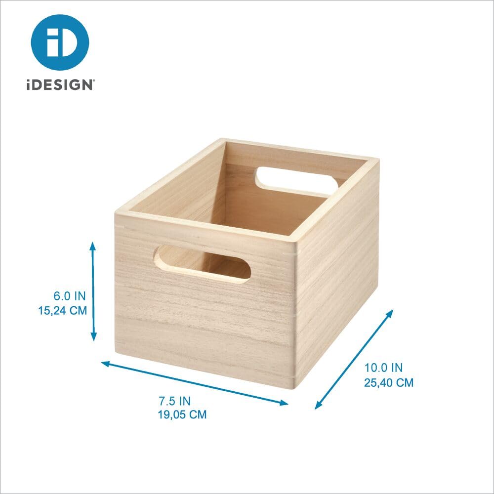 iDesign The Home Edit Series, Papelera mediana con asas, madera, natural