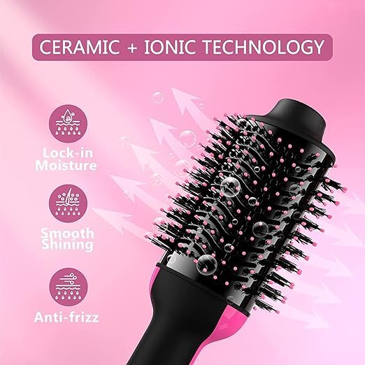 Image of Hot Air Brush 4 in 1 Hair Dryer Brush, One Step Hair Dryer & Volumizer with Ceramic Ionic Technology, 3 Heat Settings Blow Dryer Brush for Straightening Curling and Styling Hair