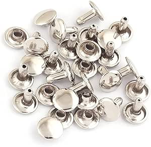 Amazon.com: Silver Tubular Double Cap Rivets - 8mm Metal Button Round ...