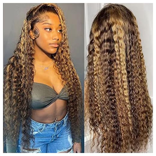 ZLIKE 28inch Highlight 13x4 Transparent HD Lace Front Wig Wet and Wavy Human Hair Ombre Honey Blonde Water Wave Curly Lace Frontal Wigs for Women Pre Plucked with Baby Hair 150% Density P4/27 Color