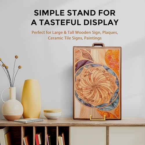 Image of TR-LIFE 14 Inch Gold Metal Plate Stand (2 Pack) - Heavy Duty Display Easel for Large Plates, Frames, Platters and Art