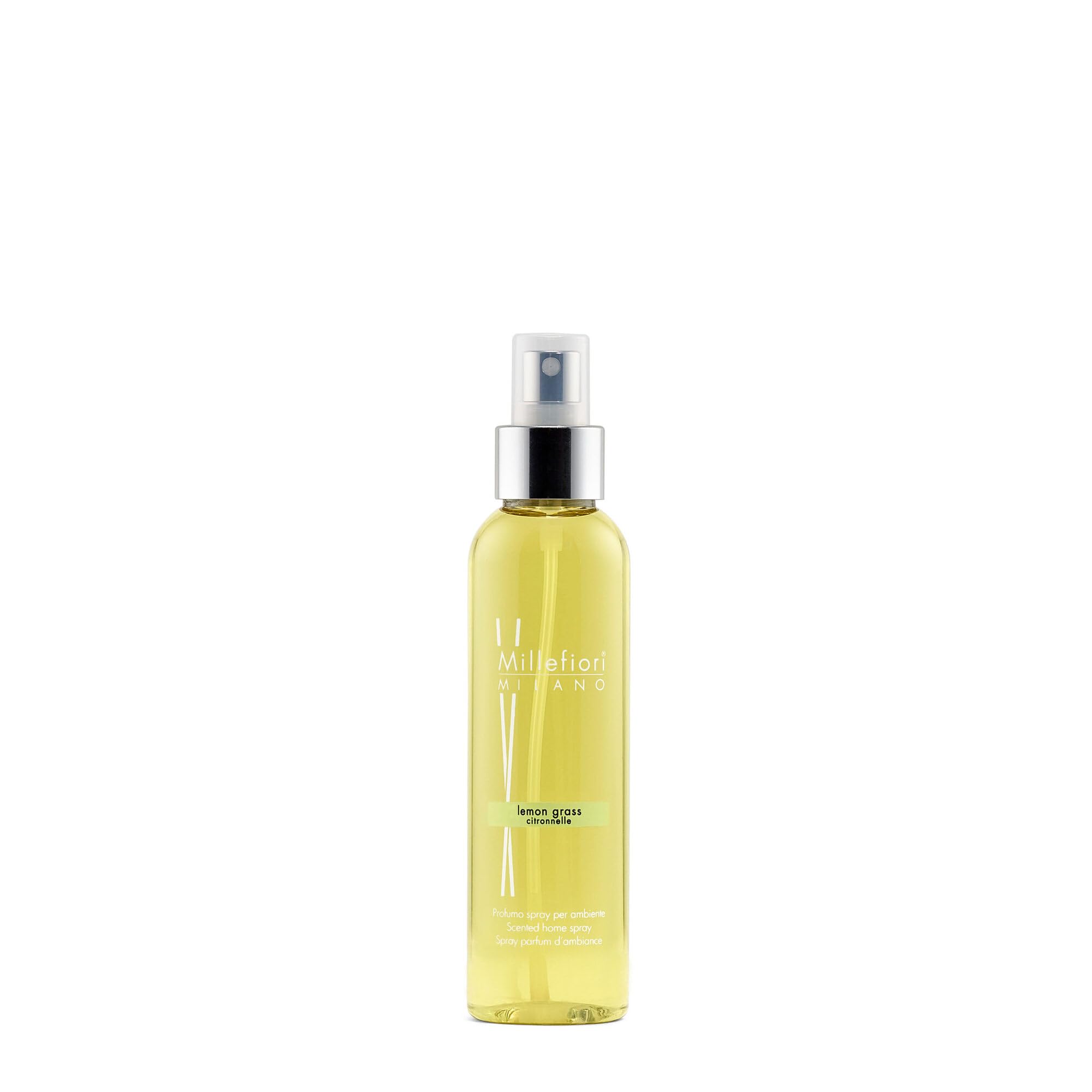 Millefiori Milano Spray de Ambiente Lemongrass 150 ml – Fragancia Fresca Cítrica con Lima, Bergamota y Flores, Amarillo, 4,2 x 3,4 x 16,7 cm