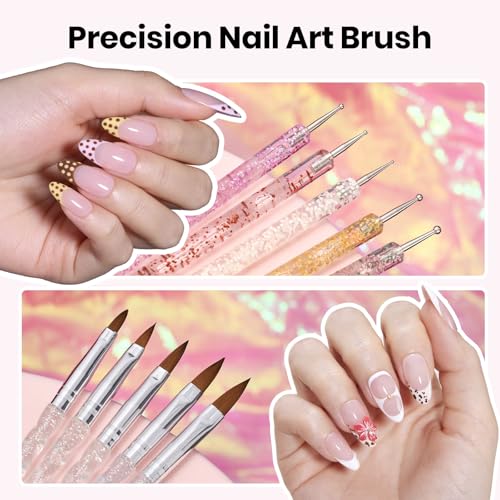 Image of Beetles Nail Art Kit,510pcs 15 Sizes Gel Nail Tips Nail Art Brushes Set with Nail Stand Nail Holder Rhinestones Sticker Nail File Cuticles Trimmer Press On Nails Kit for Gel Polish Women Beginner