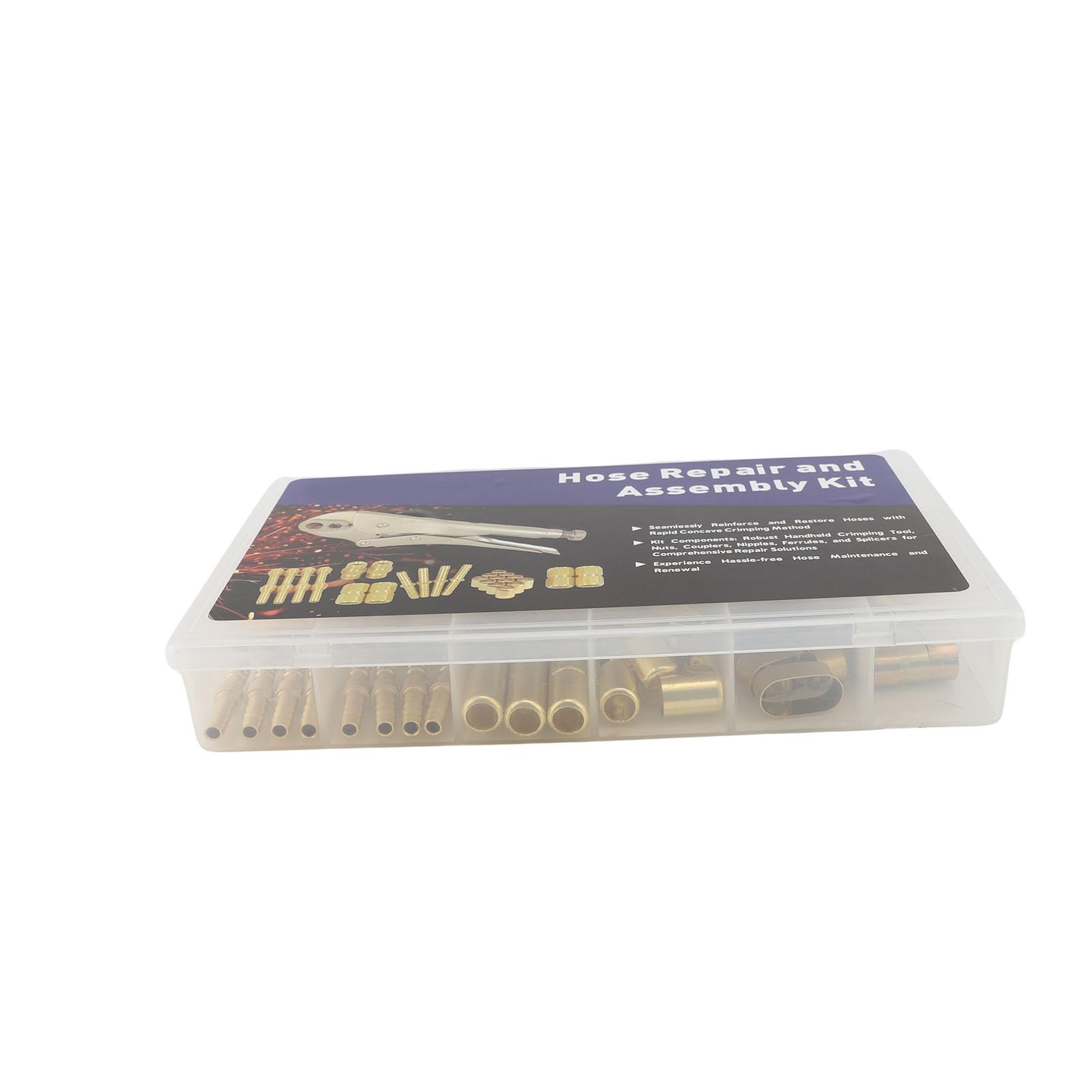 Generic Kit de Montaje de Reparación de Mangueras de 49 Piezas, Accesorios de Latón con Engarzadora para Reparación de Tuberías de Aire de ID de 3/16-1/4 Pulgadas, Kit de Mantenimiento Portátil para