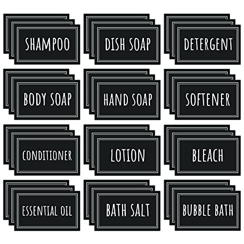 Image of Segbeauty Waterproof Labels - 36 Pack Soap Dispenser Stickers, Shampoo Conditioner Hand Soap, Self-Adhesive Removable Bathroom Kitchen Laundry Labels