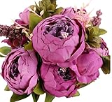 Duovlo Fake Flowers Vintage Artificial Peony Silk Flowers Wedding Home Decoration,Pack of 1 (Purple)