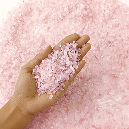 Image of Certified Rose Quartz Crystal Chips 250 GM with Authenticity Certificate | Natural Pink Quartz Decorative Stone Chips for Pooja Room, Meditation, Vastu, Resin Art, Crafts & Aquarium Decor