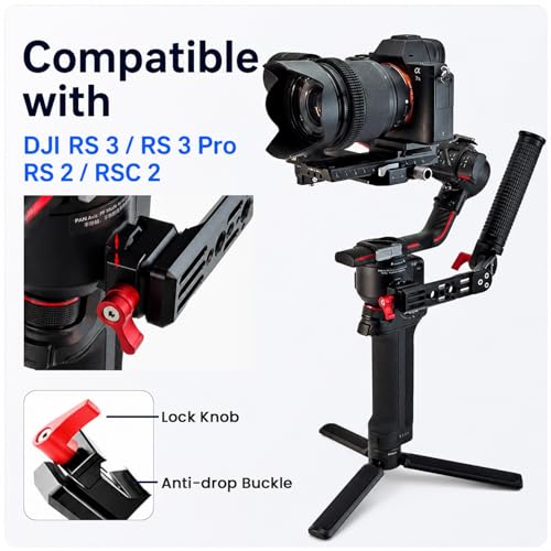 Image of ZORBES Gimbal Sling Handgrip Side Handle Grip Compatible with RS5 RS4 RS4 Pro RS3 RS3 Pro RS2 RSC2, Adjustable & Foldable Extension Handle Grip with Cold Shoe Mounts for Gimbal Filming