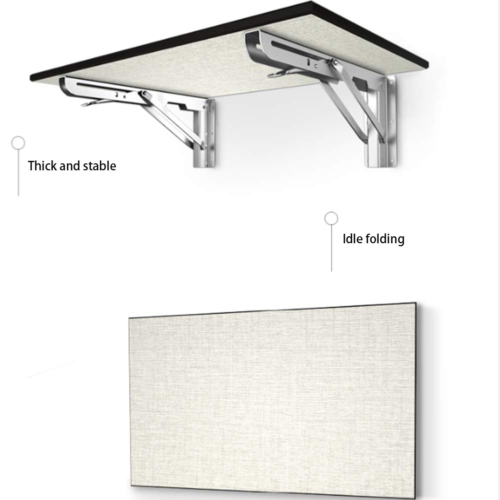 Escuadras para Estanterías Soportes, Soportes de Estante Plegables Plateados - Montaje en Pared Resistente de 196 mm para Ahorrar Espacio