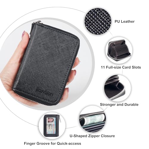 Image of Credit Card Wallet, RFID Card Case Wallet, Zipper Card Cases Holder for Men Women, RFID Blocking, KeyChain Wallet, Compact Size Card Organizer Case for Women