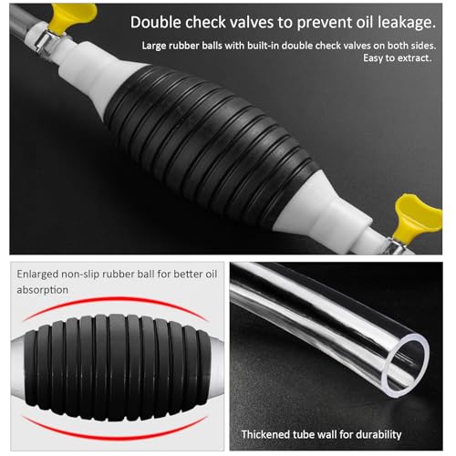 Benzinpumpe Handpumpe, Absaugpumpe Kraftstoffpumpe, Transferpumpe, 1M Länge Ölabsaugpumpe, Multifunktions Flüssigkeitssauger, mit 2 Metallklammer, für Gas, Benzine-Olie, Diesel, Vloeibaar Aquarium