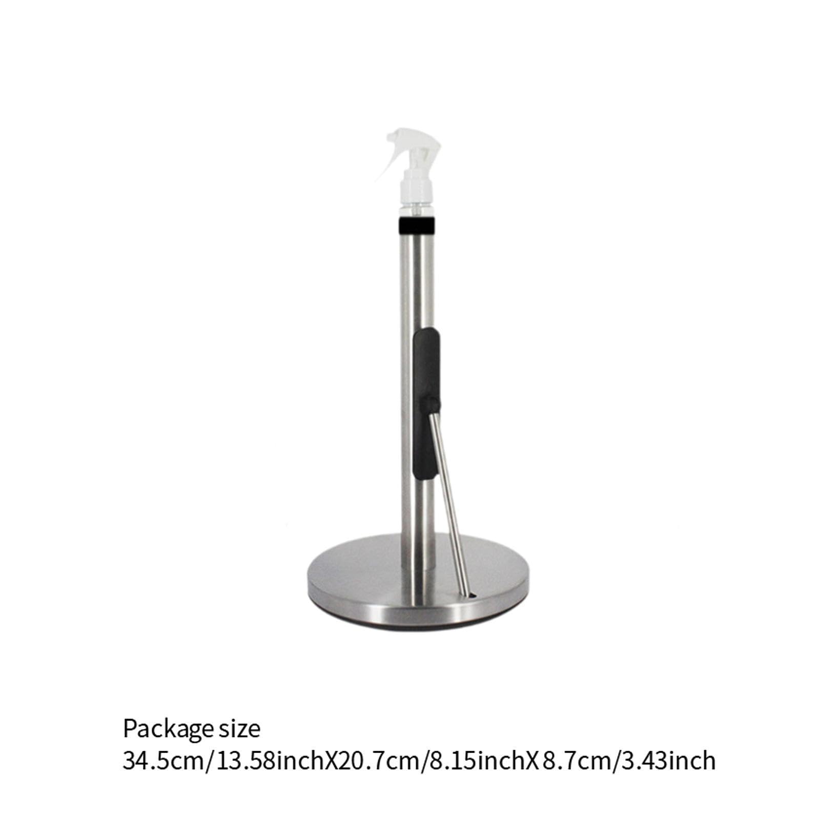 Porta de Cocina Soporte de Pie Organizador de Toallas de Papel Acero Inoxidable Antióxido con Botella Pulverizadora Funcional Adecuado para, Copa de Succión Plata, Individual