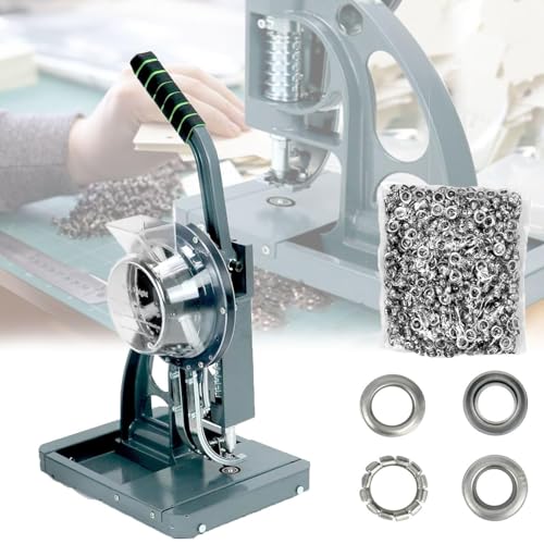 Semi Automatic 10mm Eyelet Punch Tool with 5000 Metal Eyelets - Manual Hole Press Machine for Crafting, Sewing, and DIY Projects