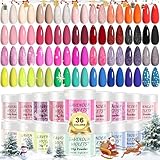 Lavender Violets 36 Colors Dip Powder Nail Kit Starter Quick Drying Dipping Powder Color Set for Home Salon Nail Art Designs Easter Mother's Day M950