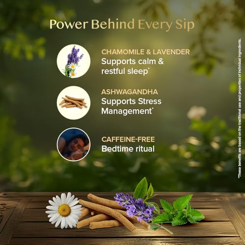 Image of VAHDAM Chamomile Lavender Herbal Infusion - 36 TB | Supports Calm & Restful Sleep | Non-Habit Forming | 8-Herb Caffeine Free Bedtime Tea | With Ashwagandha, Peppermint & Lemon Balm