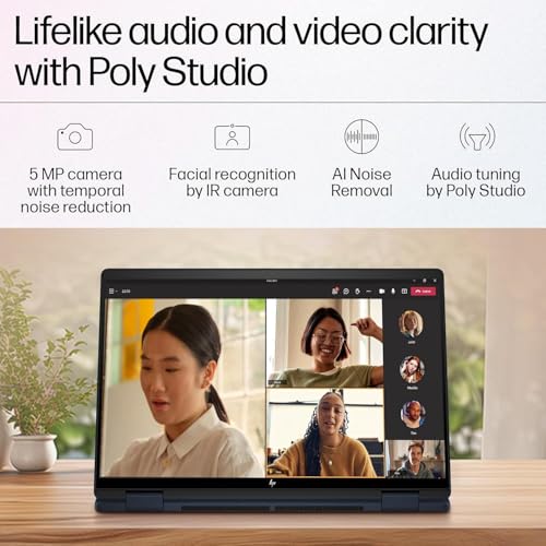 Image of HP Envy x360 AI Laptop, Intel Core Ultra 5 125U, 12 TOPS, 16GB LPDDR5, 512GB SSD, (Win11, Office24, Blue, 1.44 kg) Touchscreen, 3K, OLED, 14-inch (35.6cm), Integrated graphics, 5MP IR camera, fc0178TU