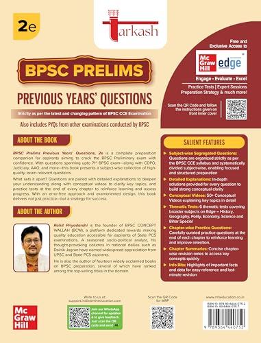 Image of Tarkash BPSC Prelims PYQ, 2e (39th to 71st BPSC Subject-wise Solved Questions) | 6 Thematic Tests | Chapter-wise CBT Practice | 50+ Videos | Info Bits ... Commission | CCE, CDPO, Judiciary, AAO