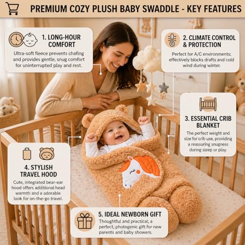 Image of BRANDONN Baby Blanket Newborn Gift Pack of Swaddle Wrapper, 0-9 Months, Length 68 cm x Width 68 cm