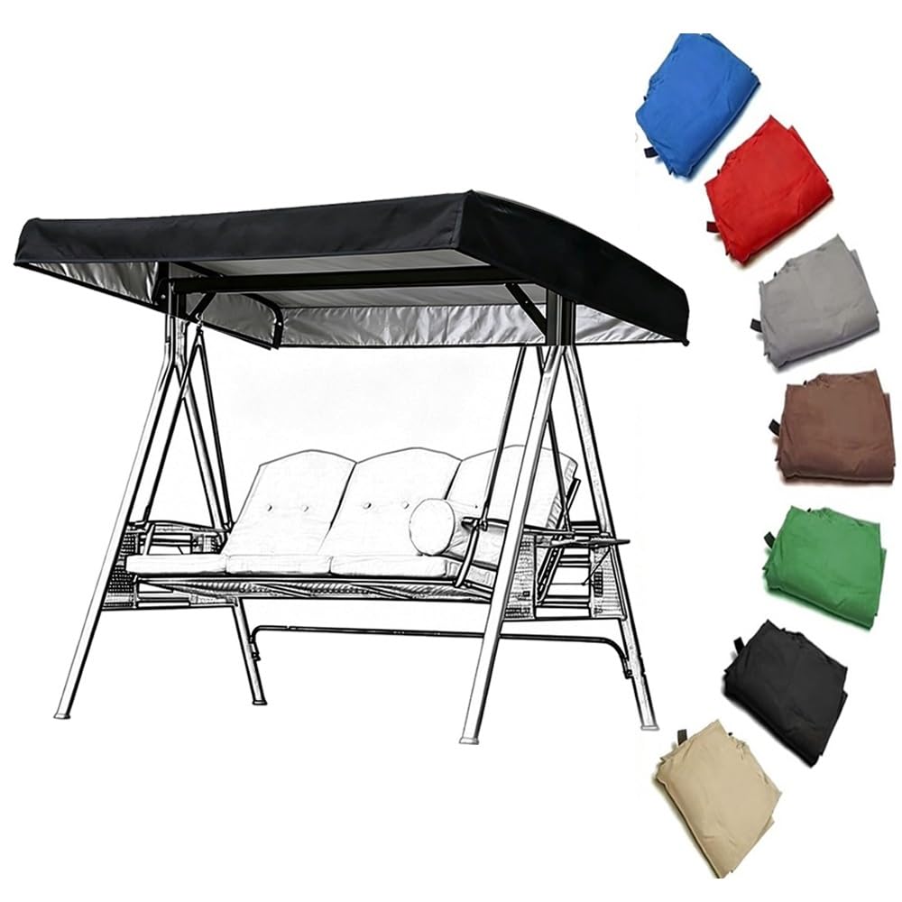 RTVGNSZSJL 84x48in 75x47in Swing Canopy Replacement Cover Outdoor Sun Shade Awning Porch Swing Replacement Canopy Top Cover For Garden Yard Patio(Black,75x47x9in(191x120x23cm))
