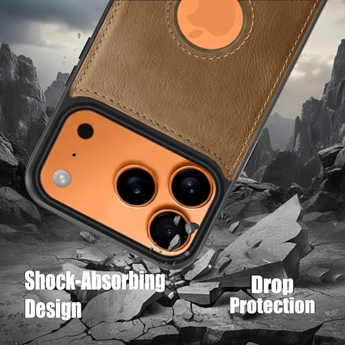 Image of Leather Case for Apple iPhone 17 Pro Premium Protective Stylish Slim Cover with Shockproof Raised Edges Brown