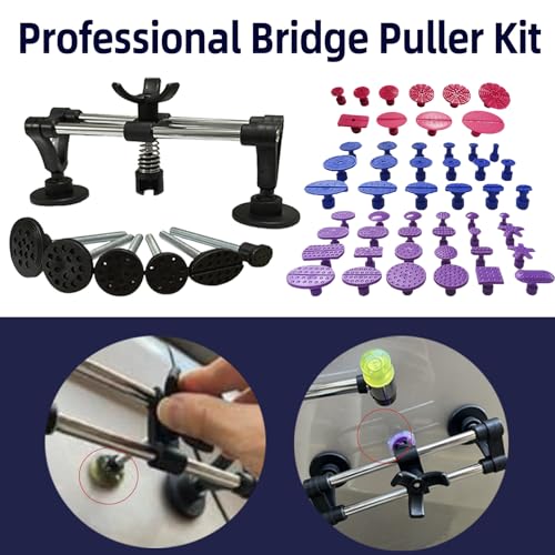 Image of Car Dent Puller Kit,dent Removal Kit for Dent Repair with 5 Kinds of Dent Puller,Dent Lifter& Big Size Heavy Duty Slide Hammer &Bridge Puller for Hail Dent Removal Tools(103pcs no dent Light)