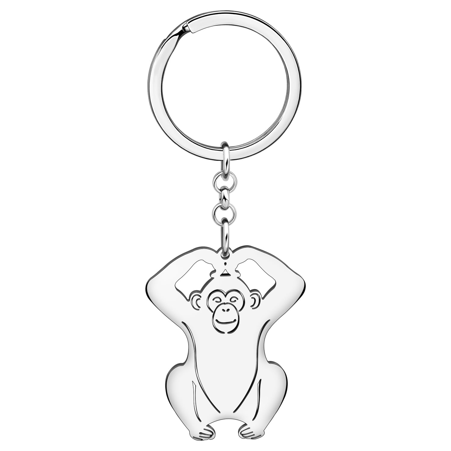 WEVENI Cute Monkey Gifts Stainless Steel Couple Monkeys Keychain Ring Ape Orangutan Gorilla Accessories for Women Girls