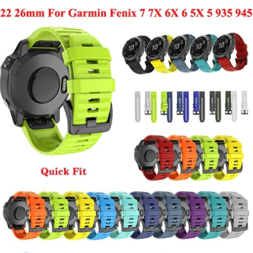 Bracelet silicone 26mm pour Garmin Fenix 7X et 6X jaune