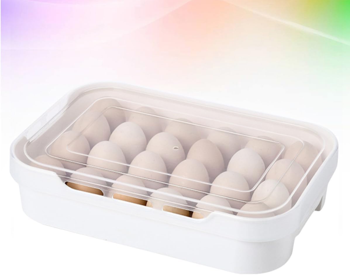 Ipetboom Plastic Egg Container Comfortable Grip Space Saving Design White Pp Egg Holder Refrigerator Kitchen Storage