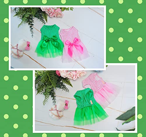 Msnfoasm 2Pack Pet Dog Tutu Skirt,Dog Tulle Spliced With Bow-Knot Dress For Small Girl Dogs Cats(Green&Pink L) #TOP2