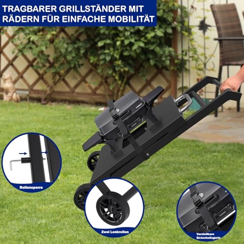 GriHero Rollbar Trolley für Enders Gasgrill Urban Serie, Faltbarer Grilltisch Outdoor BBQ Grilltisch Grillwagen mit Beistelltisch für Camping