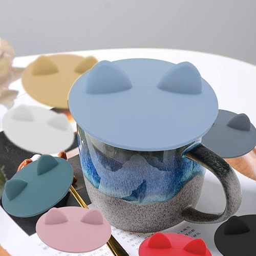 Miniatura 5 de Cubierta de taza de silicona con orejas de gato, tapa de tapa de taza de café de ilicono de grado alimenticio para taza de café y té