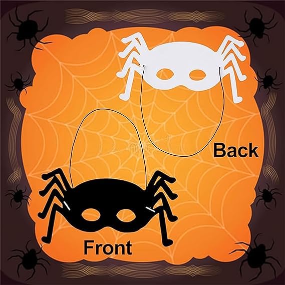 4x Halloween Pumpkin, Bat, Witch and Spider Pattern Mask for Kids and Adults Halloween Scraper Foil Masks - Image 4