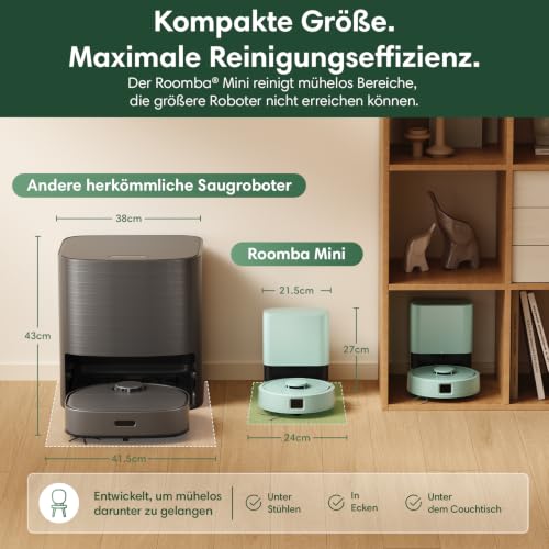 iRobot Roomba Mini Saugroboter mit Wischfunktion, AutoEmpty Basis, LiDAR – Ansicht 5