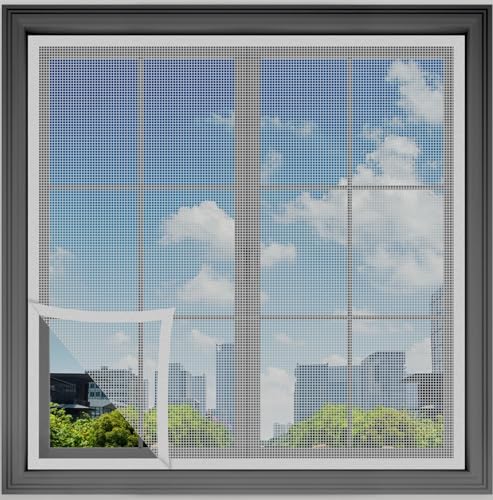 Atlara Fiberglass Mosquito net for Windows Colour-White (Size-120x140 CM) Pre-Stitched Mesh with self Adhesive Hook Tape on All Four Borders, Window Door DIY Ready to use net