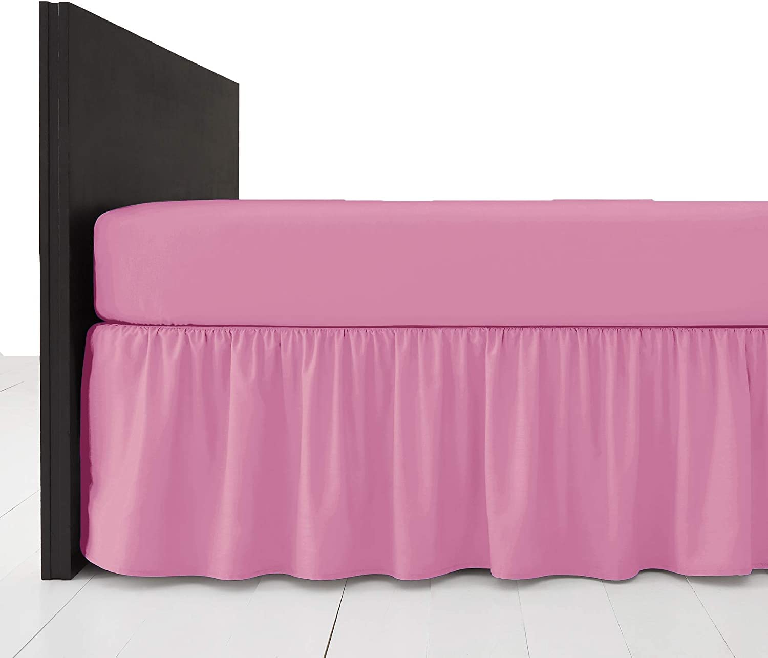 British Home Bedding - Plain Polycotton Extra Deep Frilled Bed Base Valance Sheet (Fuscia Pink, Double) — image 1