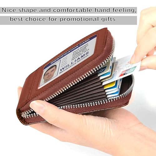 Storite PU Leather 9 Slot Vertical Credit Debit Card Holder Money Wallet Zipper Coin Purse for Men Women - Lightbrown (11.5 x 1.75 x 8 cm) (Image - 6)