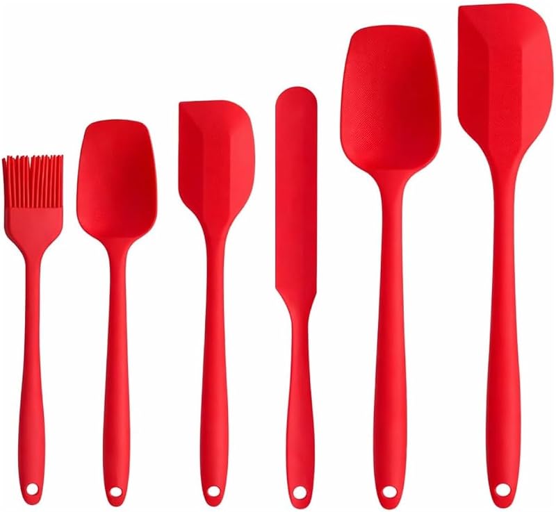 Kit Espátulas de Silicone 6 Peças Utensilios de Cozinha Não Risca (Vermelho)