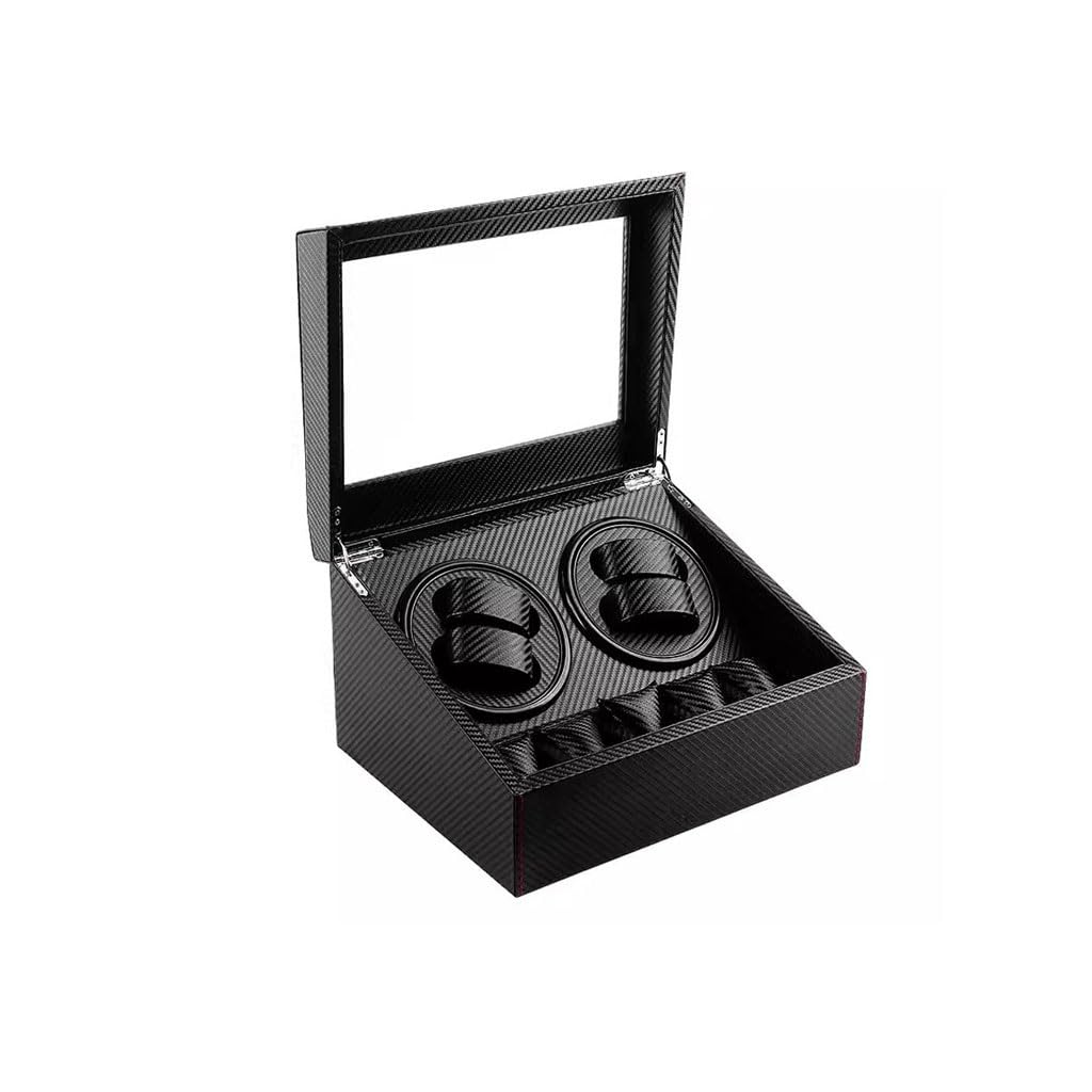 ANVLOJRIH Watches Box Wooden Mechanical Watch Turner With Glass Cover Watch Storage Box Carbon Fiber PU Leather Watch Box Watch Box