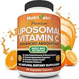 Nutrivein Liposomal Vitamin C 1650mg - 180 Capsules - High Absorption Ascorbic Acid - Supports Immune System & Collagen Booster - Powerful Antioxidant