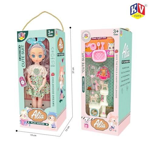 Image of Lyla Alia Play House Dolls - Gift Box with Accessories | Pretend Play Toy Set for Girls 3+ Years | Cute Suit Series in Carry Handle Box| 37 CM Tall