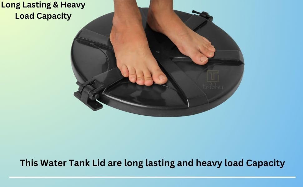 TRIBHU Tank Cover | Pure Unbreakable Lid | Hinge Type | Plastic 500 L - 2000 L Water Tank | Plastic Round Water Tank Cover | Closing Lid | Open Water Tank Cover Flush (BLACK, PACK OF 2) 3