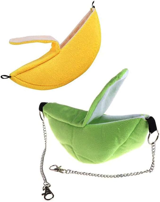 Ximimark 2 Pcs Banana Hamster Bed House Hammock Warm Squirrel Hedgehog Guinea Pig Bed House