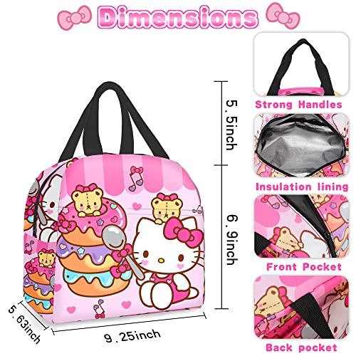 Cute Lunch Bag For Women Kawaii Girls Reusable Insulated Lunch Tote Bag For Work Picnic Travel Keep Food Drinks Cold/Warm, Pink #TOP1