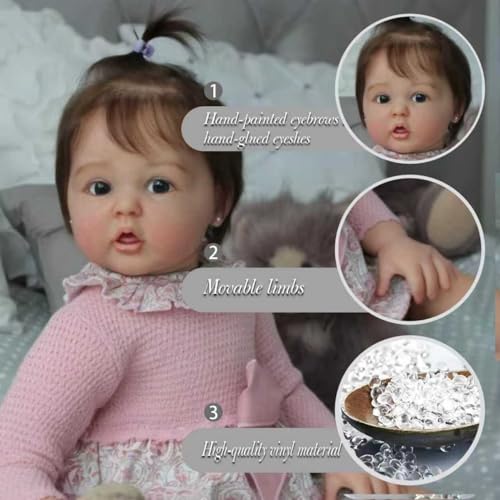 Muñeca Bebé Reborn Realista 22 Pulgadas Ojos Abiertos miniatura 4