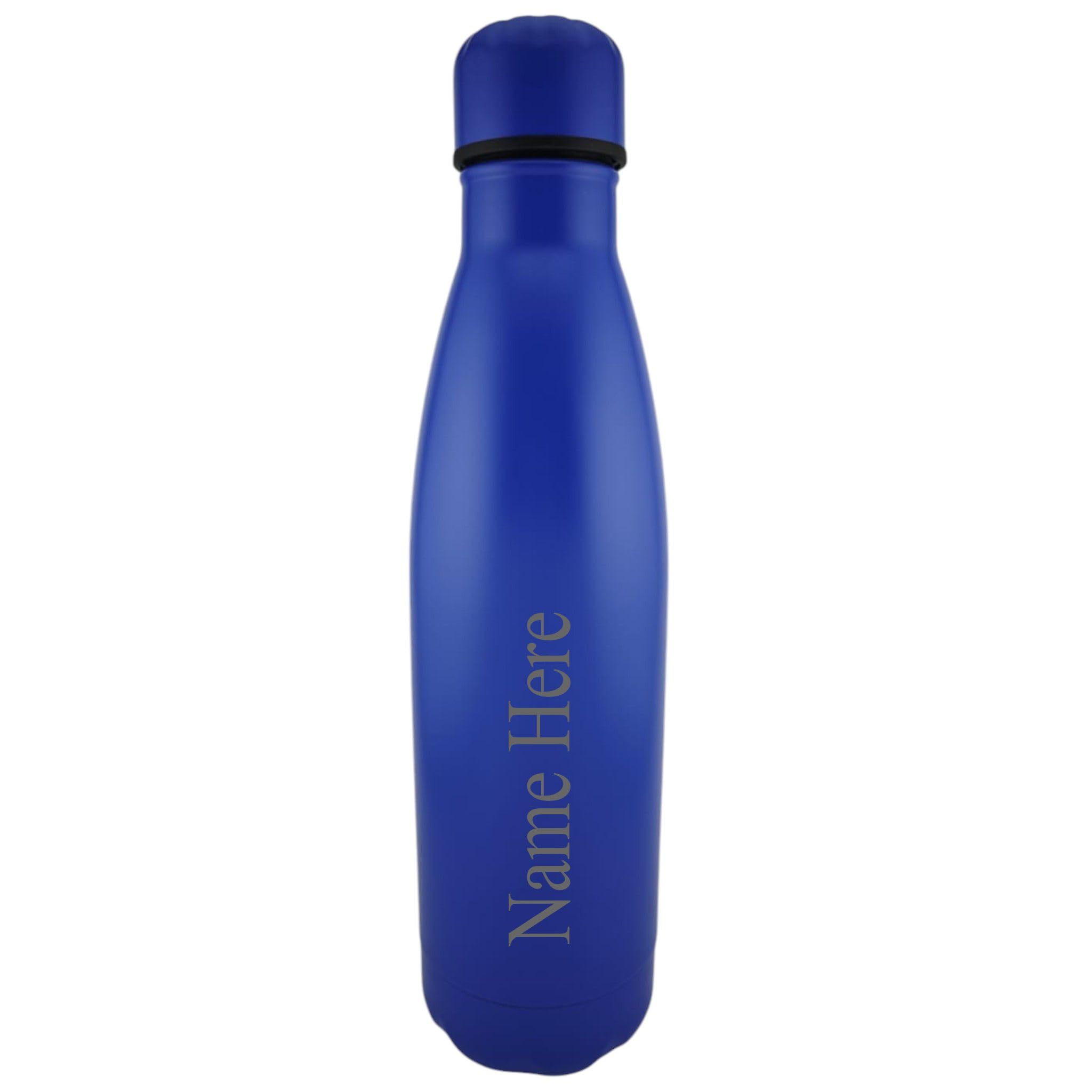 Personalised Engraved Any Name 500ml Insulated Water Bottle Hot or Cold Drinks Selection of Colours (Dark Blue)