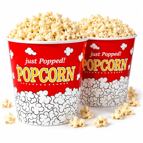 Kit com 2 Baldes de Pipoca Plástico Grande Design Clássico de Cinema 3l (Vermelho)
